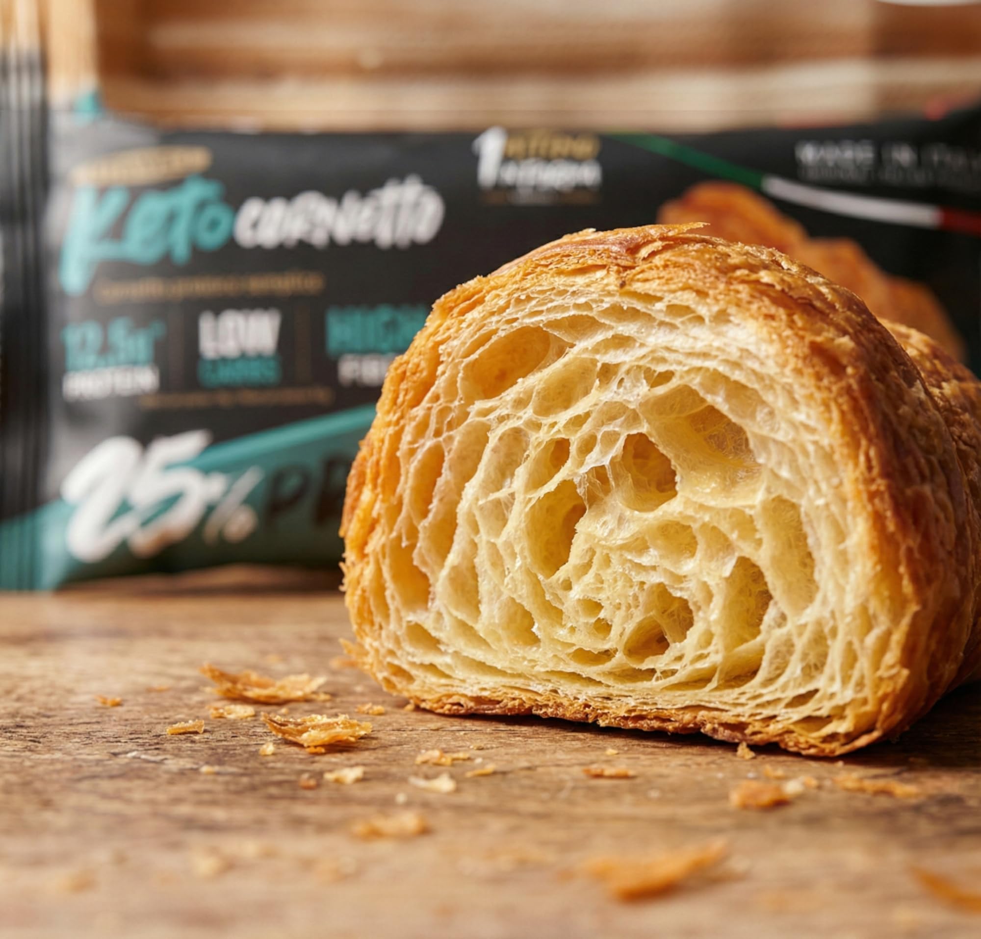 1Attimo in Forma Cornetto Proteico Keto Vuoto 50g, Croissant Proteico Low Carb ad Alto Contenuto Proteico, Ideale per Dieta Chetogenica e Colazione Proteica