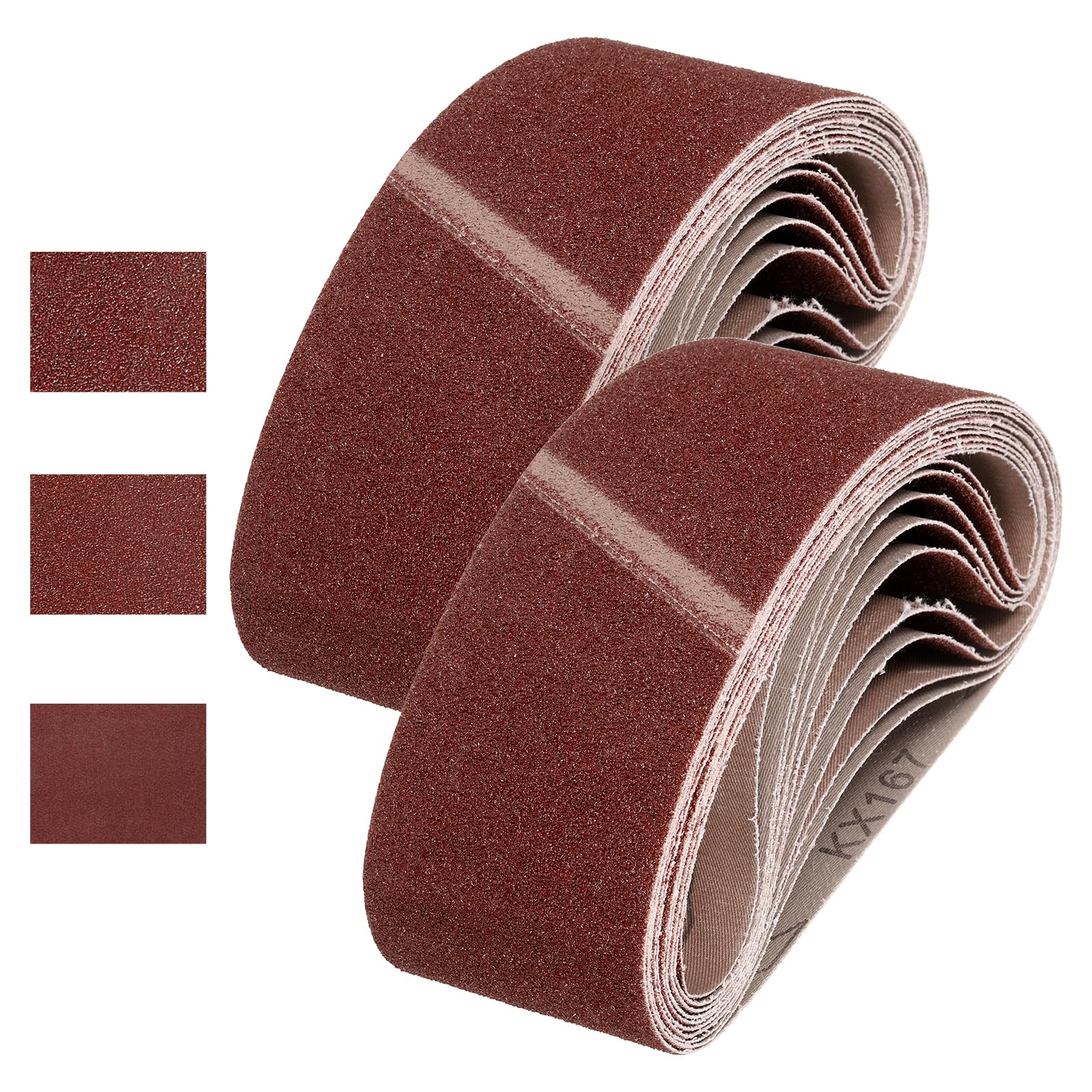 sourcing map 100mm x 610mm Sanding Belts, 30 Pcs 60/100/400 Grits Aluminum Oxide Abrasive Belt Sander File Belt for Woodworking, Metal Polishing, Knife Sharpener