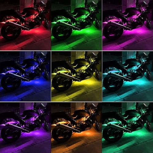Miniatura 2 de NBWDY 6 unidades de luces LED para motocicleta, impermeables, RGB multicolor, efecto de neón brillante, atmósfera, lámparas subterráneas, control