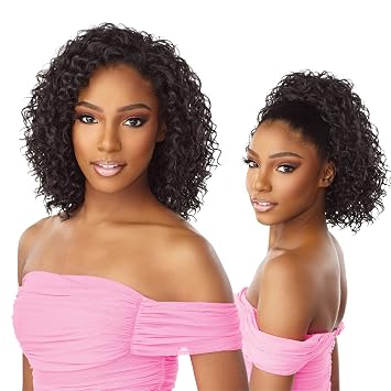 Sensationnel Instant Weave Half Wig - 14 | 1B OFFBLACK, Synthetic, Blendwig, Adjustable Ponytail, Drawstring, Seamless Hair Blending