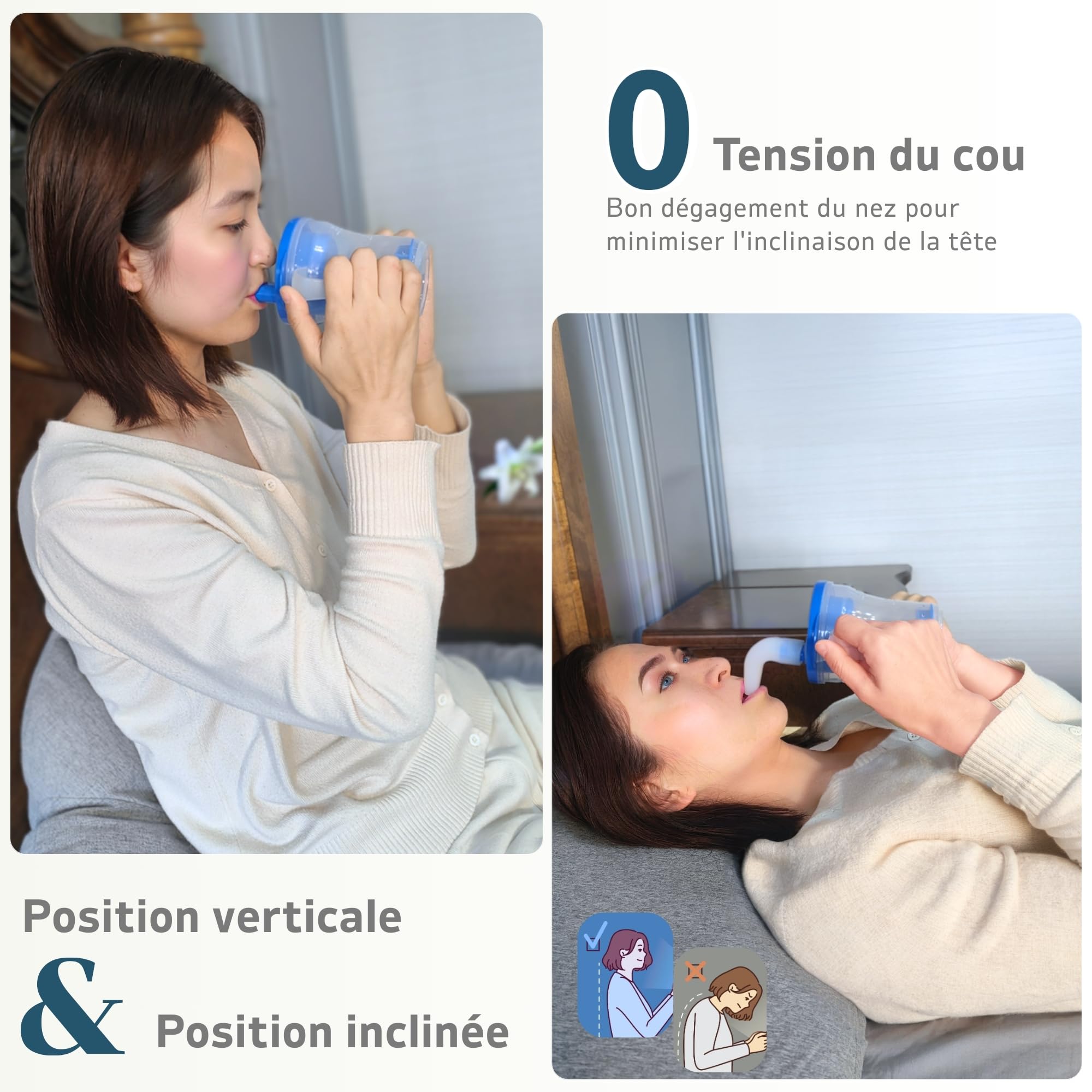 Tasse de Dysphagie pour Adultes - Tasse Médicale à Débit Régulé 5cc/10cc - Sécurité pour Boire en Position Assise ou Allongée - Dysphagie pour AVC, Parkinson et Mobilité Réduite