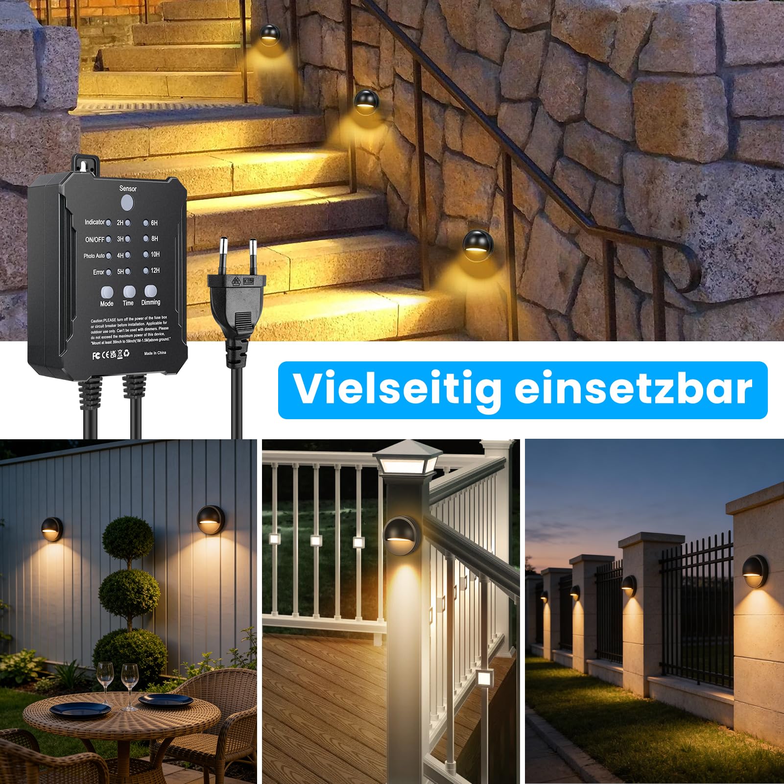LightingWill LED Gartenbeleuchtung Außen 8er Set, 24V Niedervolt Landschaftsbeleuchtung mit Timer & Dämmerungssensor, Warmweiß 3000K, IP67 Außenleuchten für Garten, Terrasse, Wege und Zaun