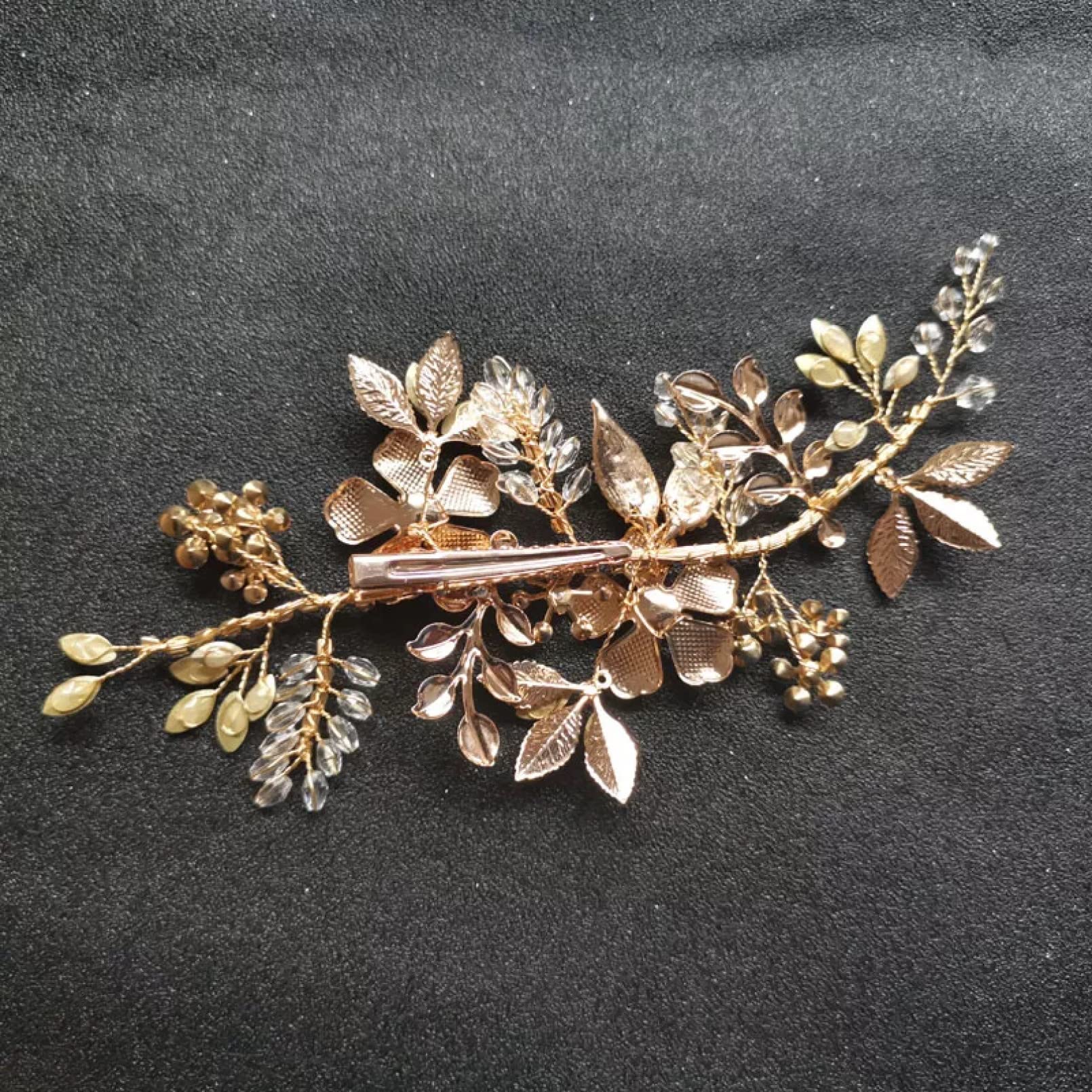 Emissione di WLLLTYCardNuovi Accessori per Capelli da Sposa con forcina per Capelli da Sposa con Perle di Strass di Cristallo Dorato