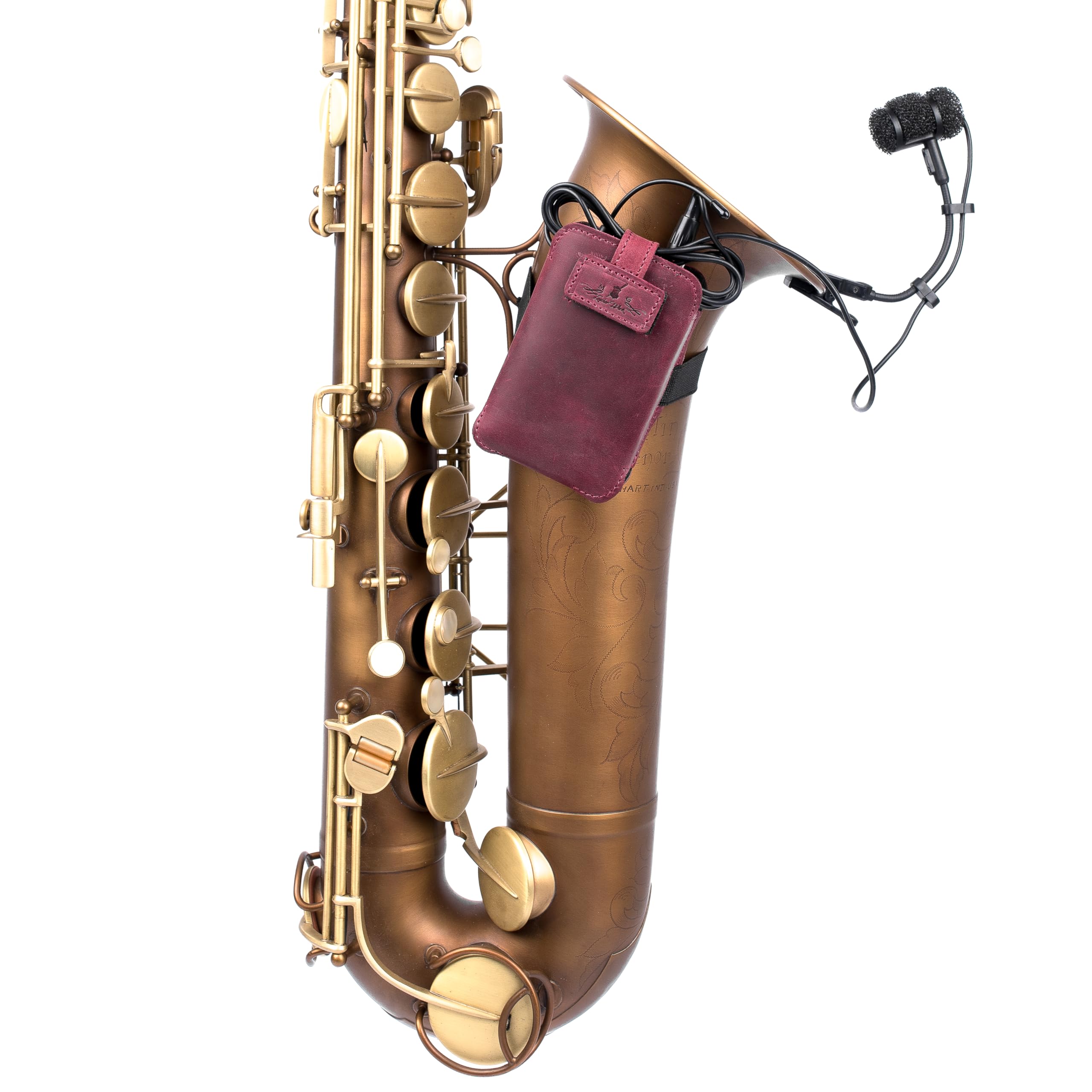 Soporte para transmisor de micrófono de saxofón. Correas elásticas ajustables. Ajuste seguro. Ideal para jazz, estudio, conciertos en vivo