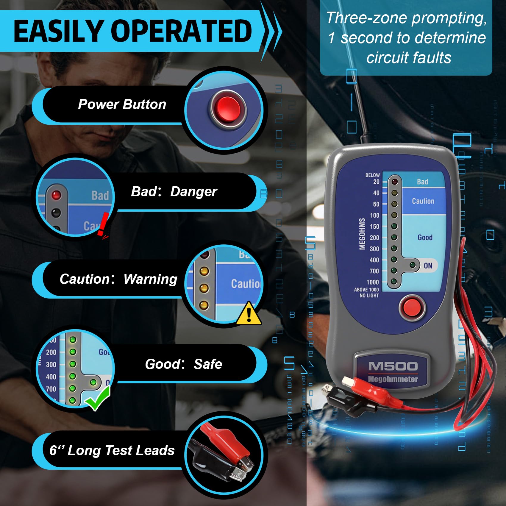 M500 Megohmmeter Compatible with Supco, 1000 Megohms for HVAC Testing — Amazon image 3
