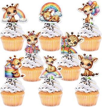 16 Pcs Giraffe Cupcake Topper Giraffe Cake Decorations Animals Party Supplies Cute Giraffe Cupcake Toppers