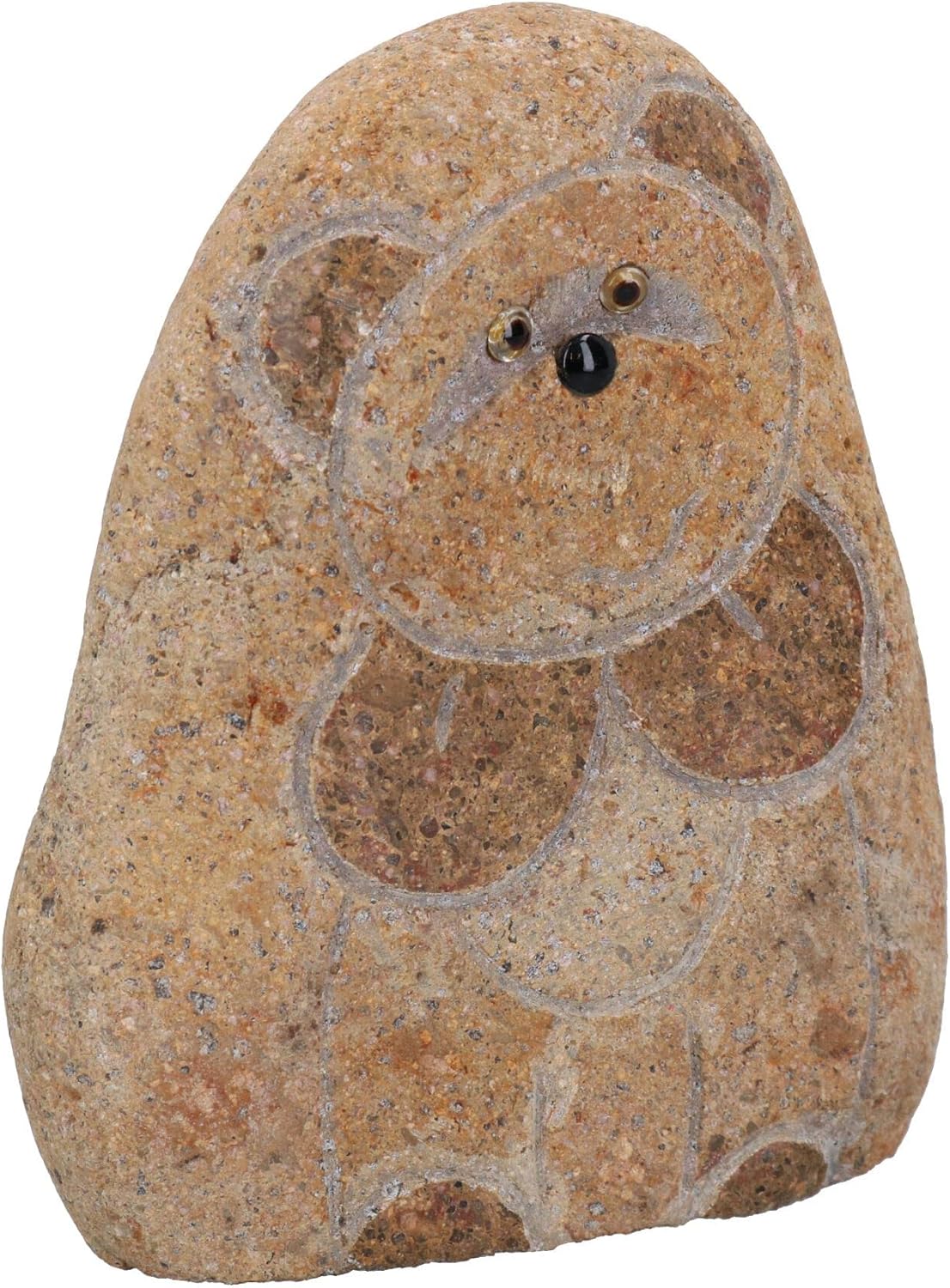 AB Tools Small Teddy Bear River Rock Hand Carved Stone Decoration House Garden Yard