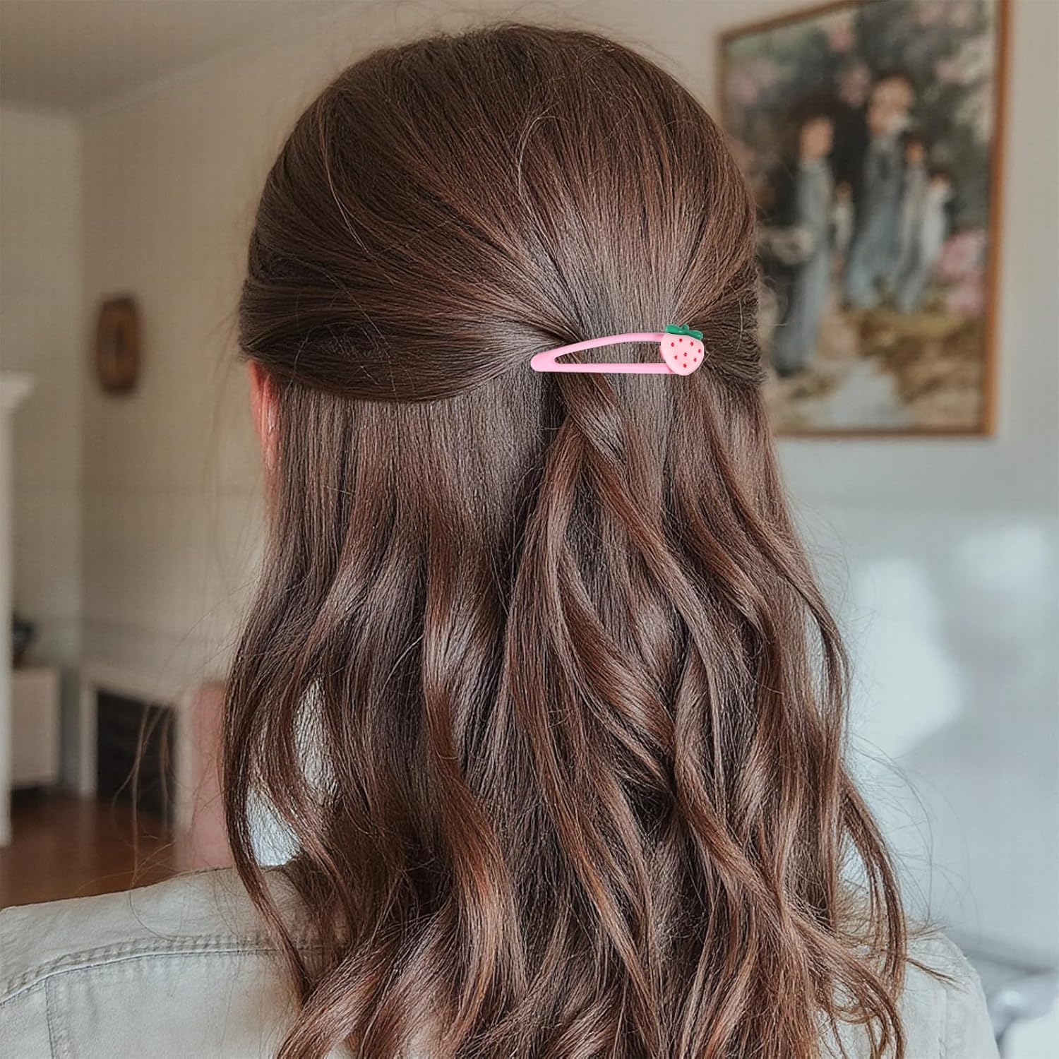 10pcs Strawberry Clips for Hair, Kawaii Strawberry Hair Clip,Pink Snap Strawberries for Girls Toddlers Kids and Teens A Great Gift,Pink