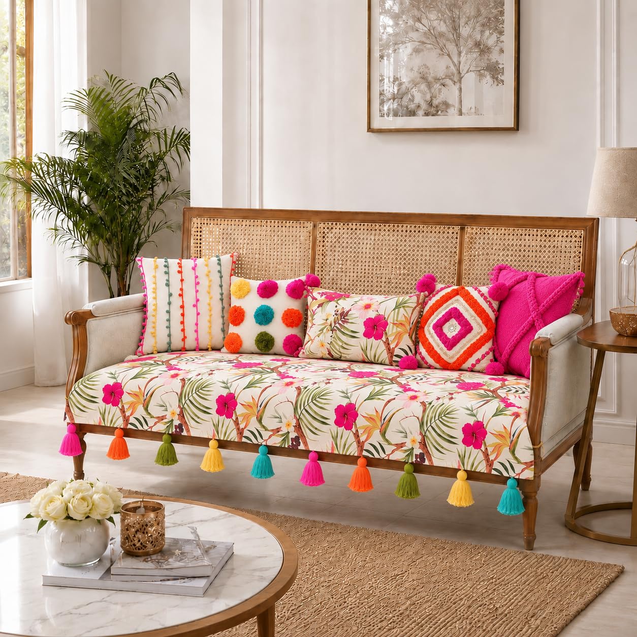 Tropical Floral Sofa Cover - Pet & Scratch Resistant -3