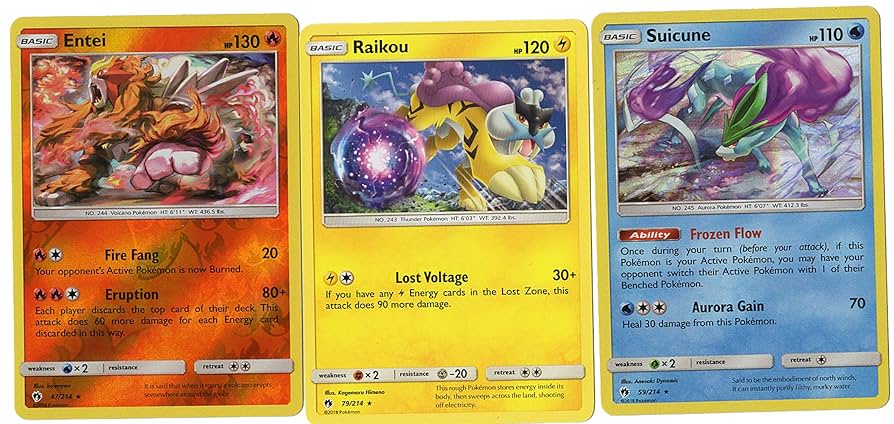 Pokemon Legendary Set - SUICUNE Entei Raikou - Sun Moon Lost