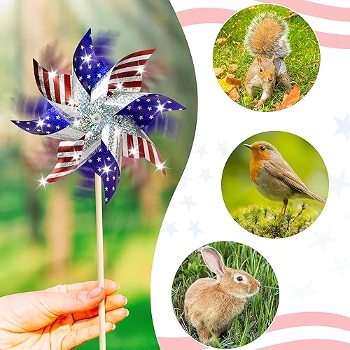 Miniatura 11 de Paquete de 10 molinillos reflectantes para patio y jardín, molinos de viento para exteriores, molinos de viento brillantes para decoración de Oro