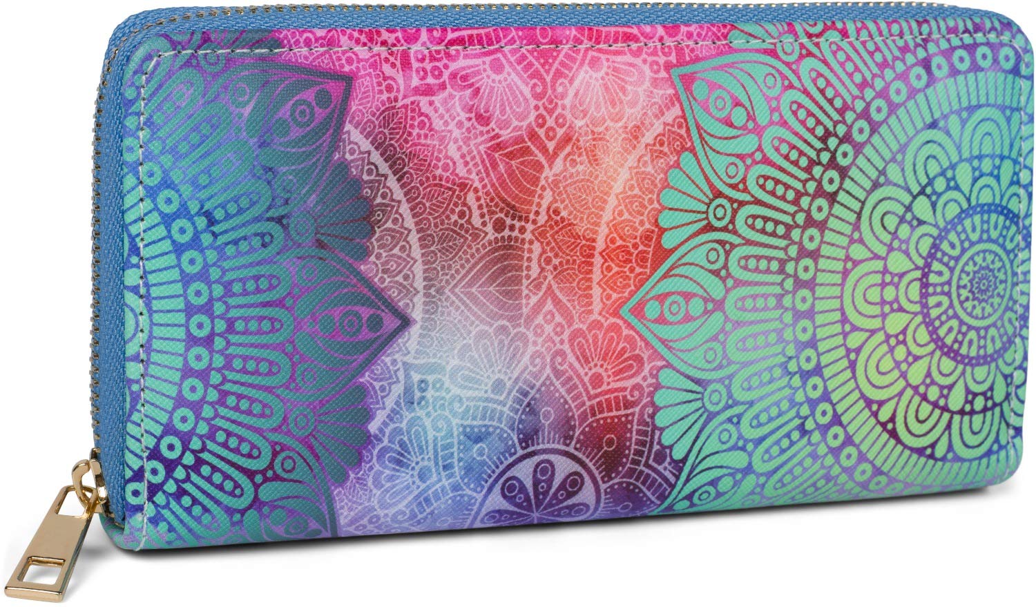 styleBREAKER 02040145 Portfel damski z motywem paisley, mandala z zamkiem błyskawicznym, Zielony/fioletowy/różowy, Einheitsgröße, Nowoczesny