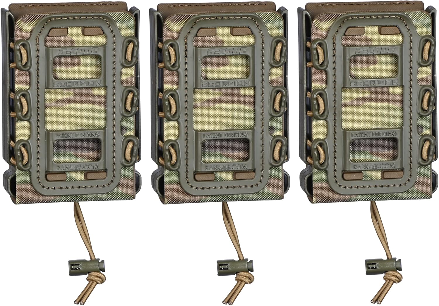 G-CODE Rifle Soft Shell Scorpion Mag Carrier - Pack of 3 - (Multicam) with R1 Clips- 100% Made in USA
