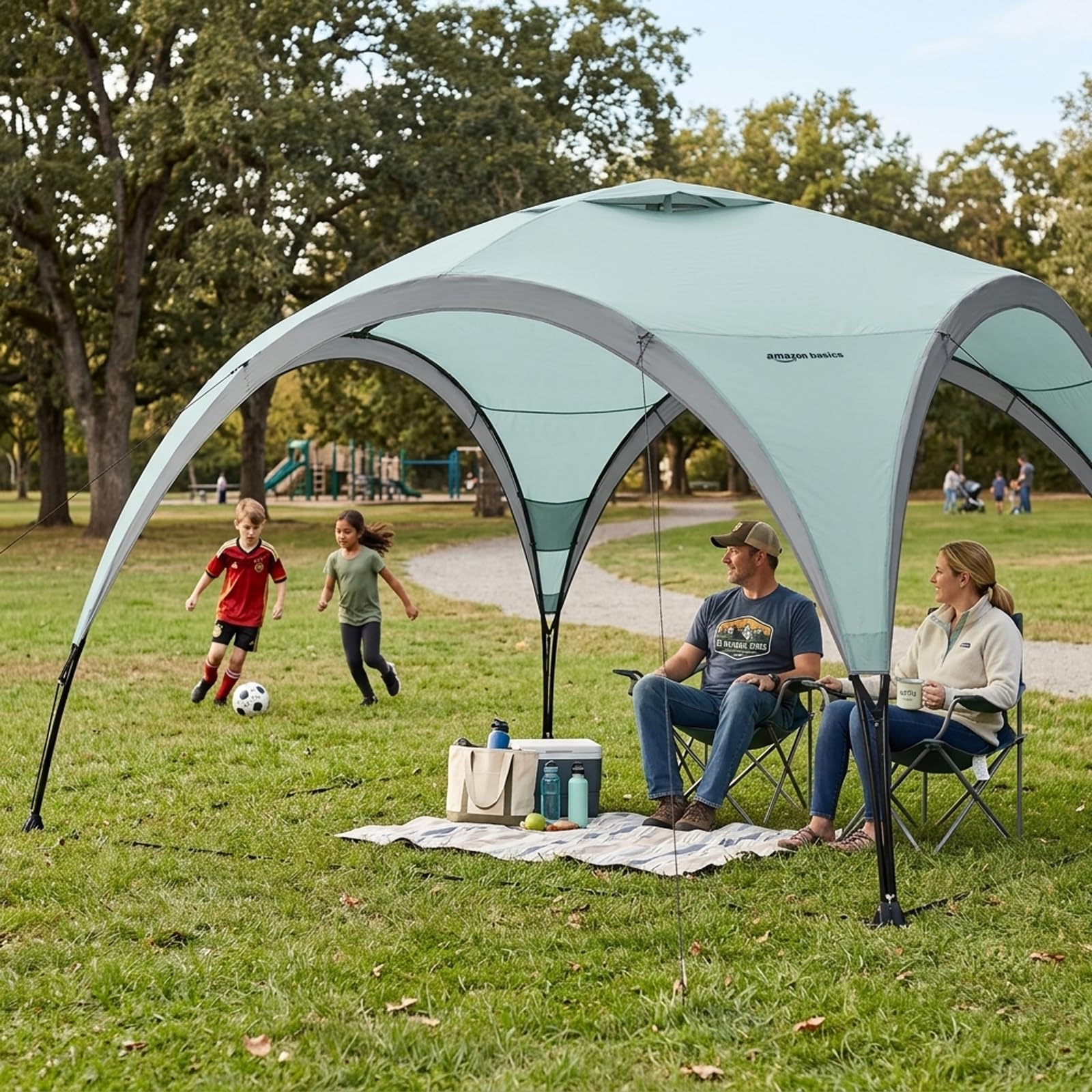 Amazon Basics Cenador/ Carpa Plegable para jardín, playa y eventos, 3.65 x 3.65 m, verde claro
