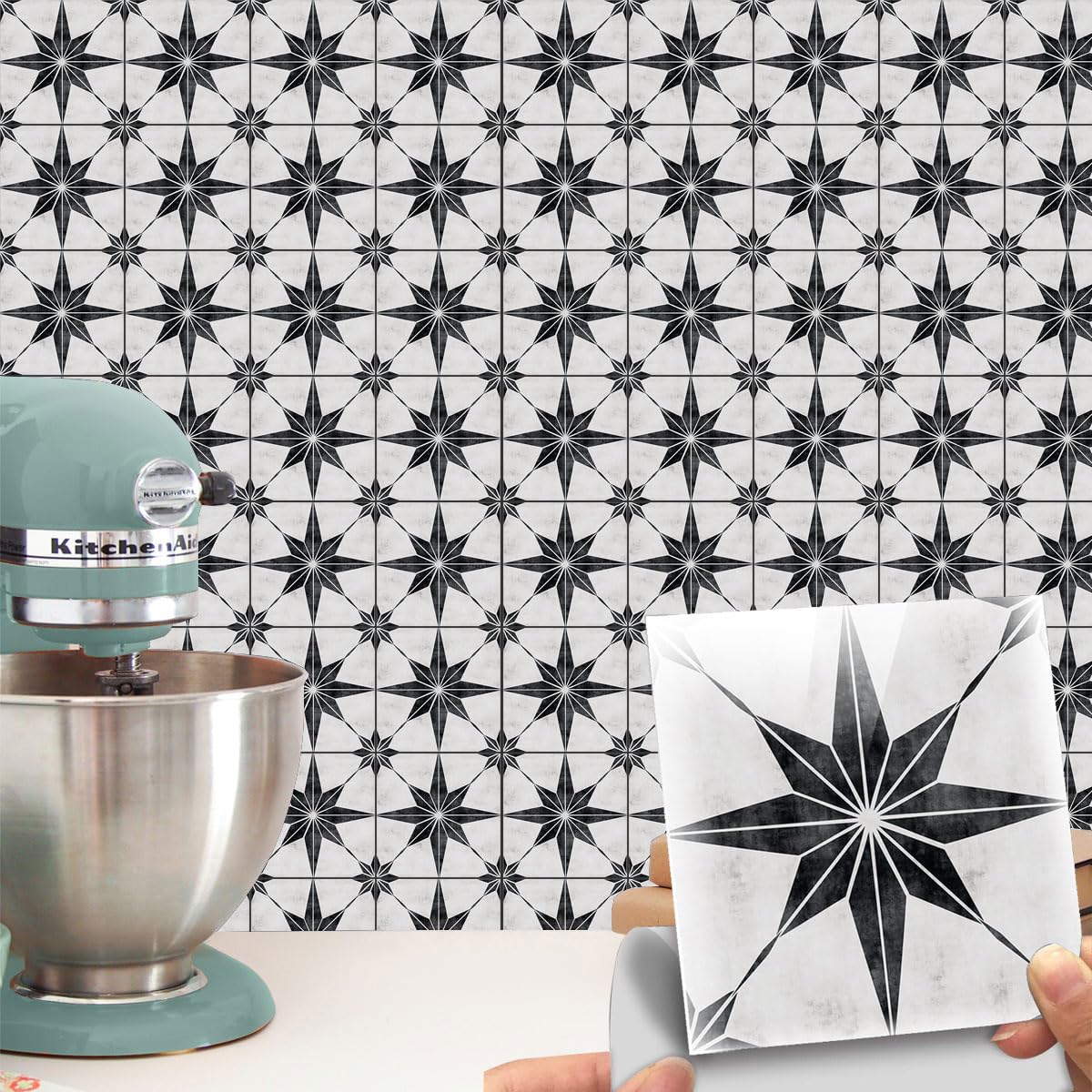 Starry Tile Stickers - Fireplace - Waterproof & Removable - Peel and Stick - Backsplash Tile Stickers (Grey Starry 4"X4")