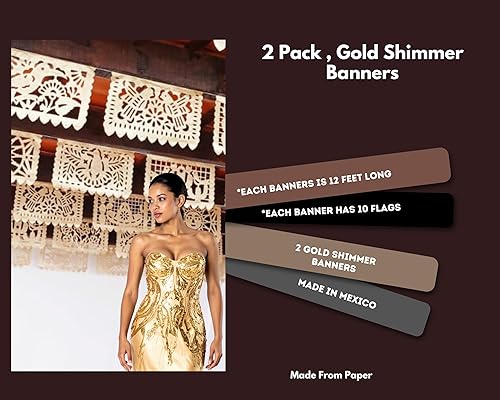 Miniatura 2 de Cartel de papel picado dorado  Cartel de papel picado dorado mate para fiestas, bodas, despedidas de soltera, compromiso, baby shower, cumpleaños,