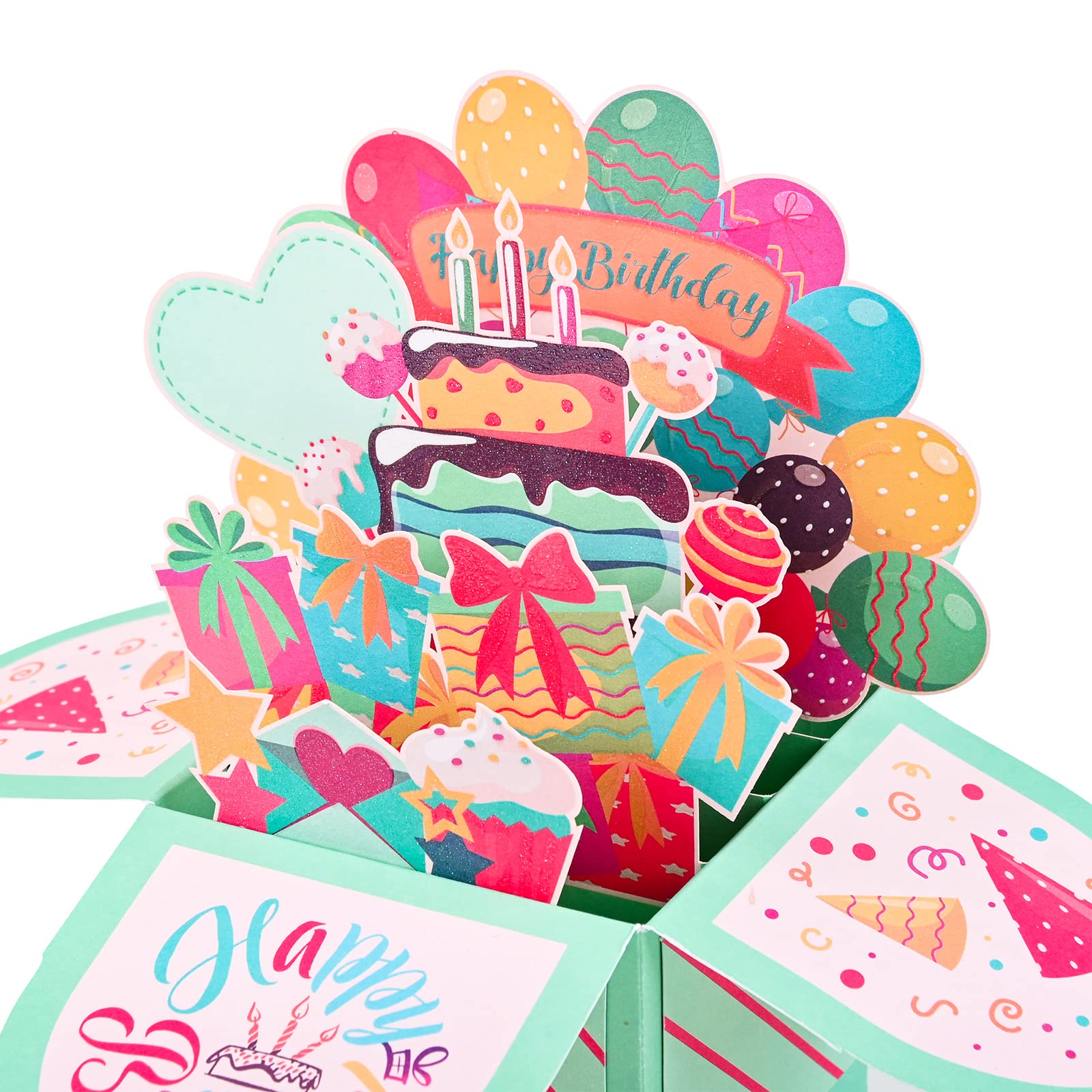 Geepen 3D Pop Up Biglietto Auguri Compleanno, Musica LED Biglietto d'auguri Torta di Compleanno Biglietto d'auguri+Busta Musica Buon Compleanno Biglietto Auguri per Amici Amanti Genitori Bambini