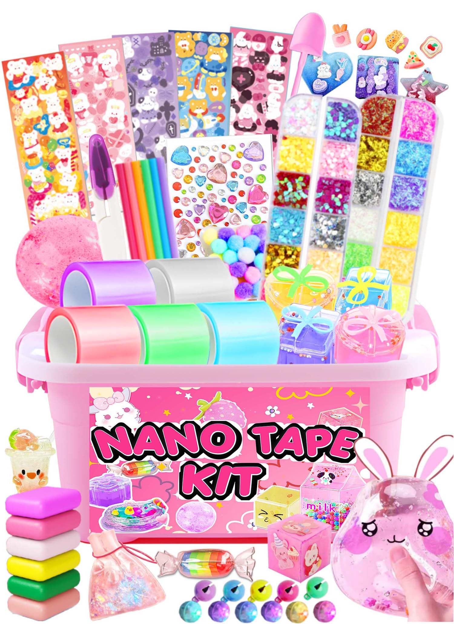 ZiZa Cute Nano Tape Bubble Kit for Kids, Nano Tape Squishy Maker Making Kit, Toys for Girls with Step-by-Step Video Tutorials