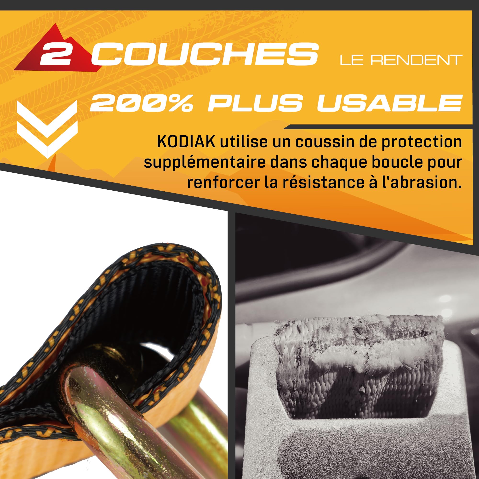 4 Lots de Sangles pour Roues 50mm x 2.5m | Sangle à Cliquet 5000kg pour Transport de Véhicules | avec Patins Anti-Dérapants et Crochet Pivots 360° | Certifié TÜV G/S DIN en 12195-2