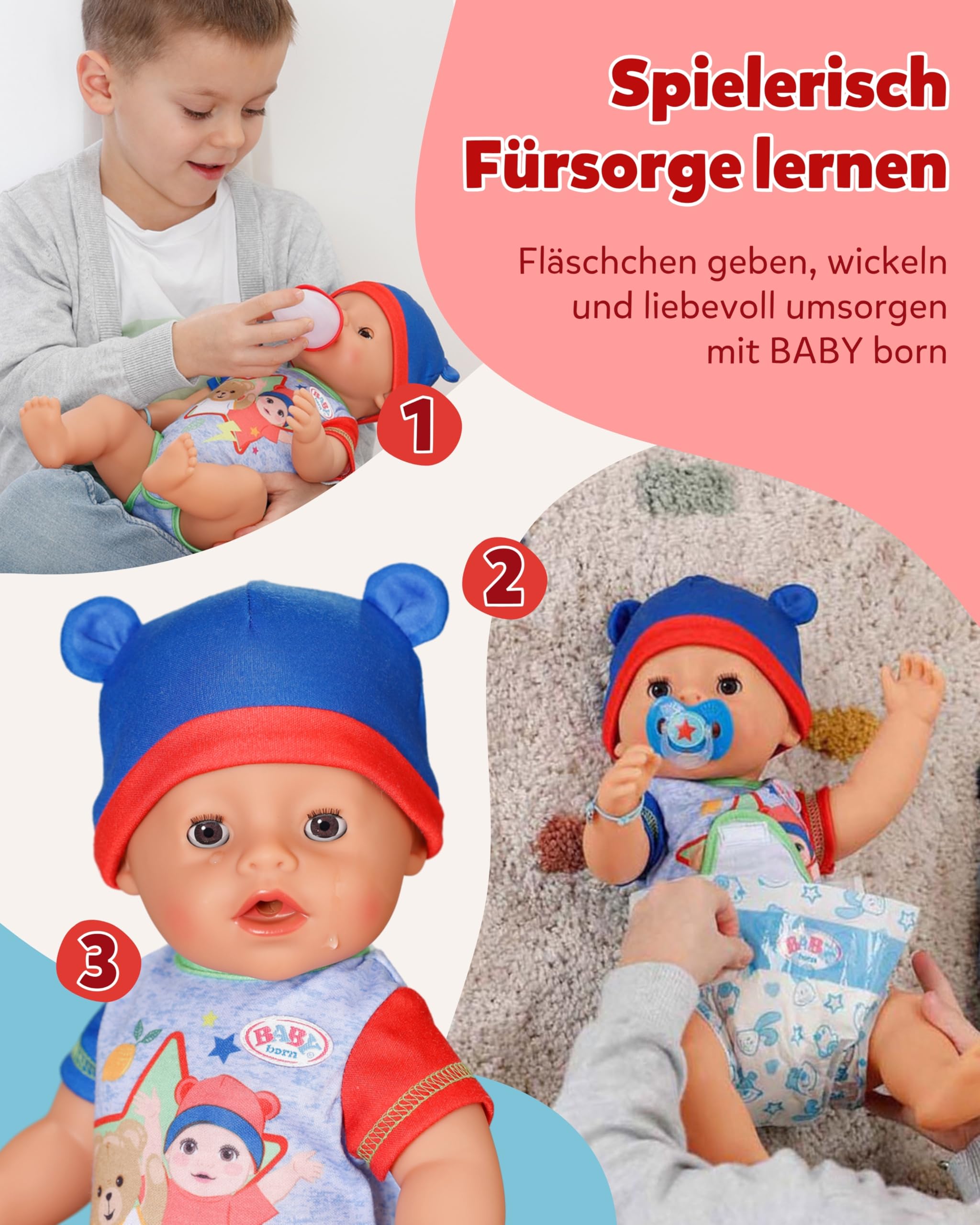BABY Born Jonas - 43 cm große Babypuppe - 10 Funktionen inkl. Accessoires & Strampler - Funktioniert komplett ohne Batterien - Geeignet für Kinder ab 3 Jahren