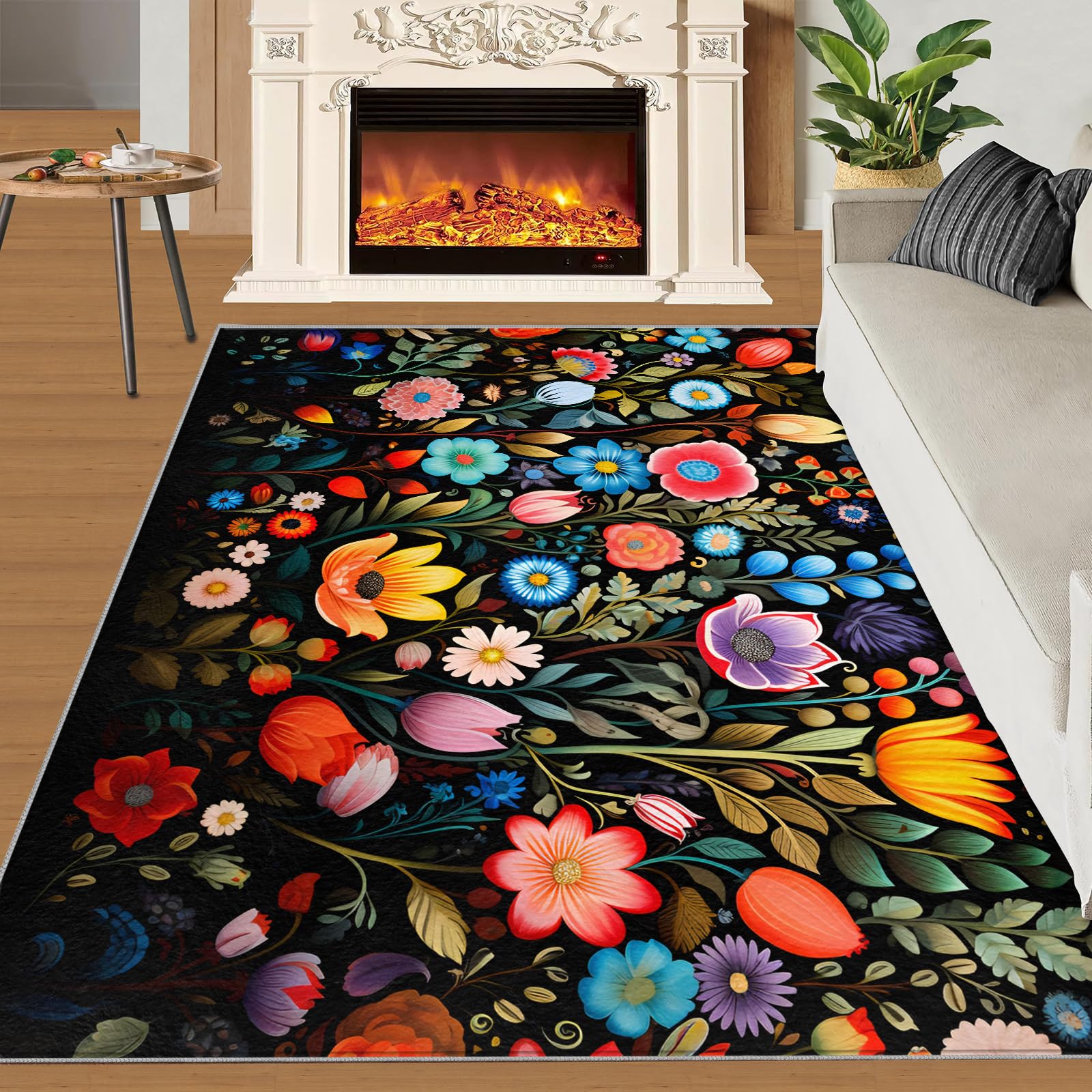 Amazon.com: Area Rug 3x4 - Floral Rug, Boho Flower Botanical Area