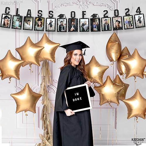 Miniatura 8 de KatchOn, Cartel de fotos de graduación negro 2024  Brillantina, grande de 10 pies, pancarta de clase de 2024  Cartel de imagen de graduación para