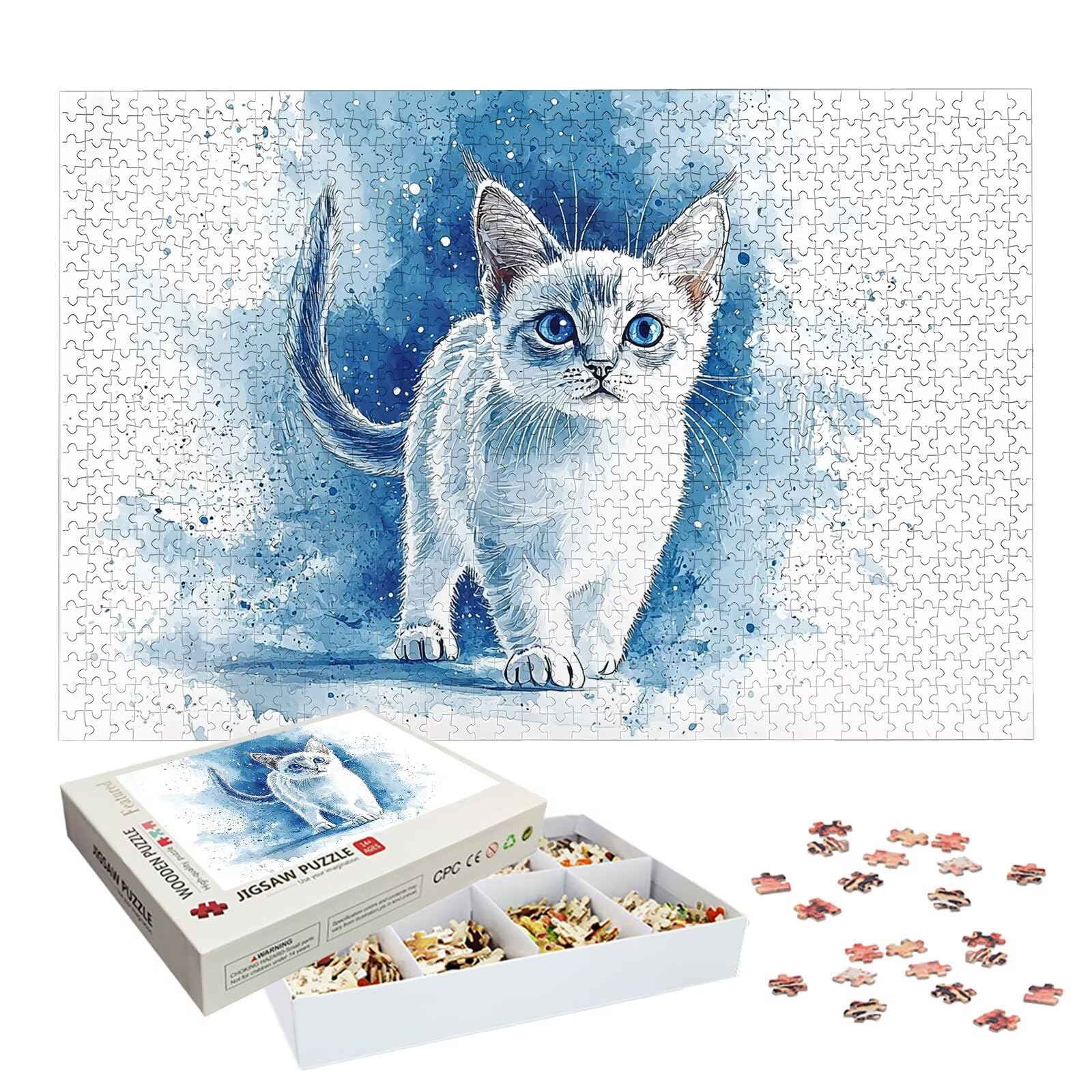 Puzzle 1500 Pièces Chat, Puzzle 1500 Pièces Adultes et Enfants, Puzzles Bois avec Une Boîte d'emballage Exquise, Jeu Éducatif Puzzles Animal, Decoration Maison, Cadeau Femme, Cadeau Homme, -7189