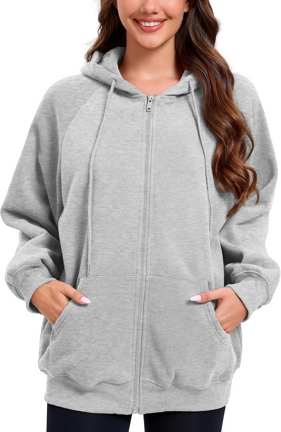 Oyamiki Zip Up Hoodie Women Oversized Sweatshirt Trendy Casual Tops Fashion Fall Outfits Jackets with Pockets - Image 3