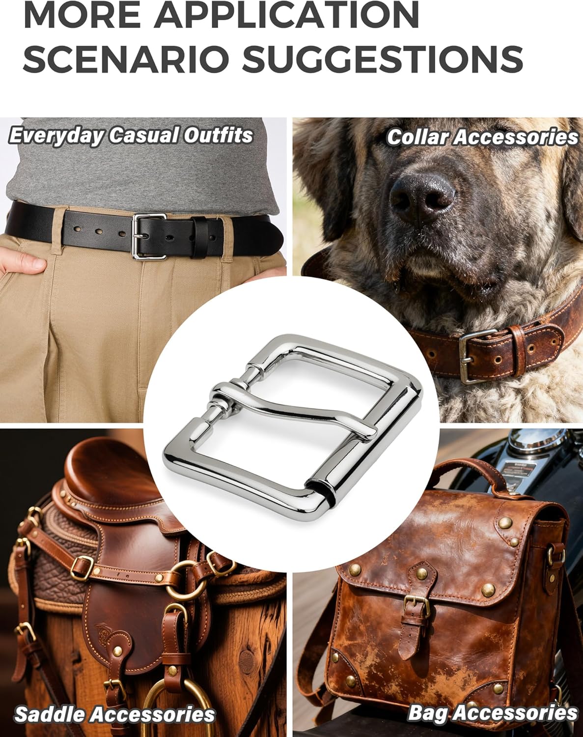 1.5 inch Square Roller Belt Buckle for Men Women Perfect for Jeans Casual Pants Work Pants - Image 6