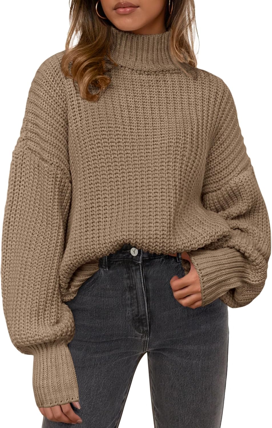 PRETTYGARDEN Fall Oversized Sweaters for Women 2025 Chunky Knit Long Sleeve Turtle Neck Pullover Tops Cozy Winter Clothing