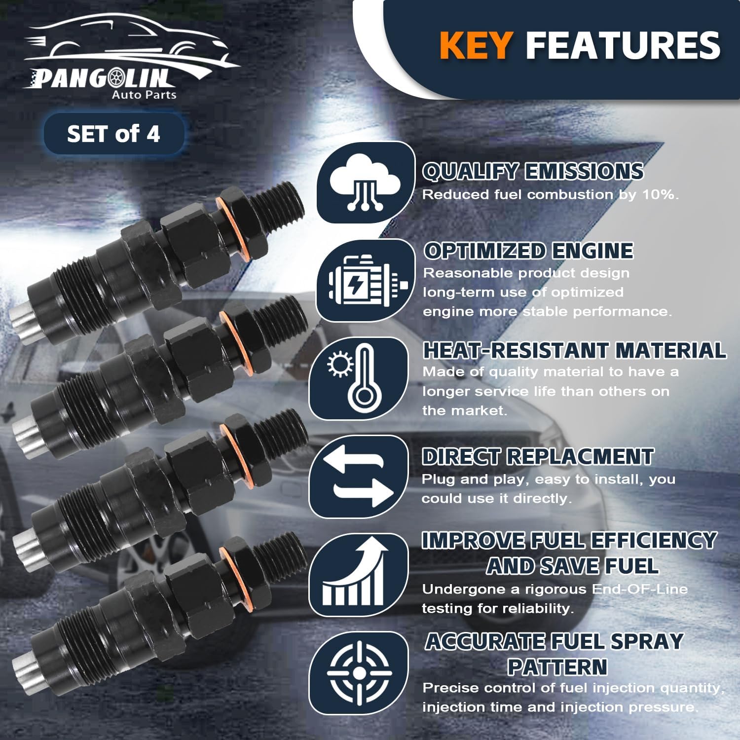 PANGOLIN MD196607 105148-1311 Fuel Injector 4PCS for Mitsubishi L400 L200 L300 4D56 Engine Aftermarket Parts