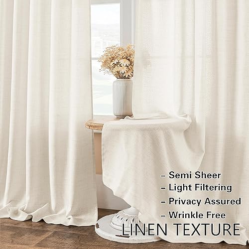 Miniatura 9 de DUKIYO Cortinas de lino para puerta de baño, cocina, sala de estar, baño, 2 paneles de 25 pulgadas de ancho x 40 pulgadas de largo, cortinas