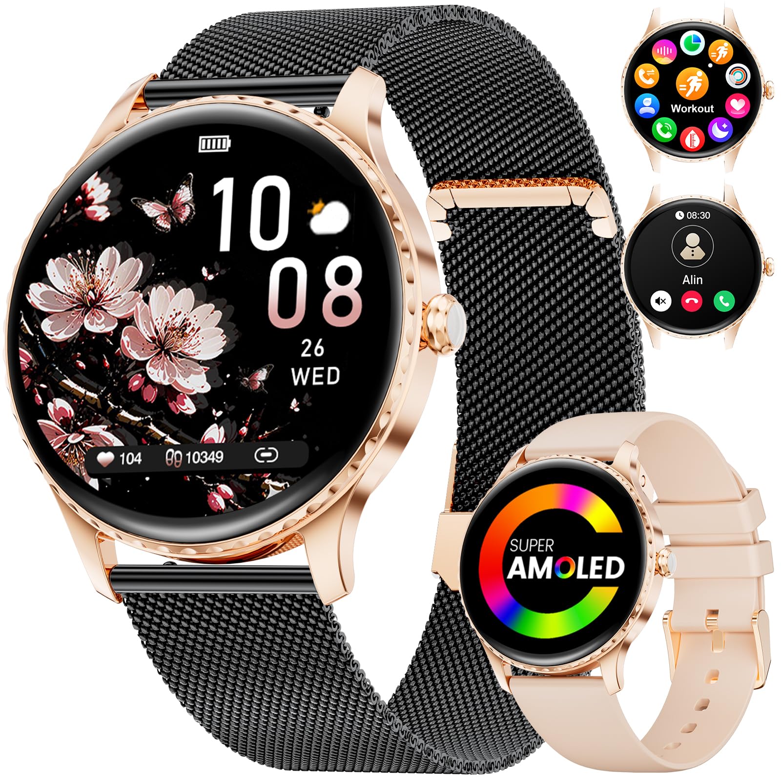 FitVigor Smartwatch Damen - 2 Armbändern/1.32