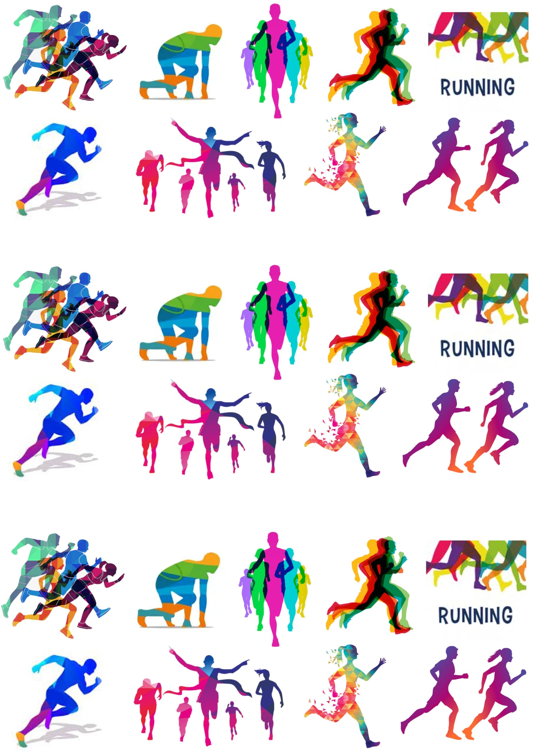 27 Stand Up Runner Running Themed Edible Wafer Paper Cake Toppers Decorations