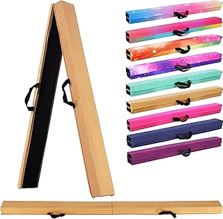6FT/9FT Folding Balance Beam for Kids ages 3-15- Foldable Gymnastics Floor Beam,Anti-Slip ,Carrying Bag, Faux Suede Covered,EVA foam,Gymnastics Equipment for Kids Training At Home,School,Gym Center