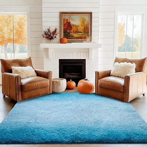Miniatura 9 de Vafodo Alfombras de área para dormitorio esponjoso, alfombra de sala de estar, 9 x 12 pies, suave y esponjosa, alfombra de área rosa sólido