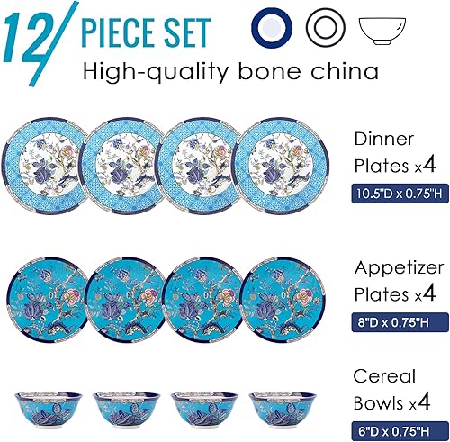 Miniatura 8 de ACMLIFE Juego de té con vajilla para adultos, juegos de porcelana de hueso de 33 piezas, juego de té de café para 6 o 4 juegos de té inglés vintage