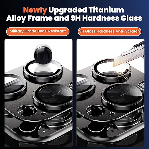 Miniatura 10 de Hoerrye Protector de lente de cámara para iPhone 15 Pro y iPhone 15 Pro Max, protector de pantalla de cámara de vidrio templado 9H, compatible con