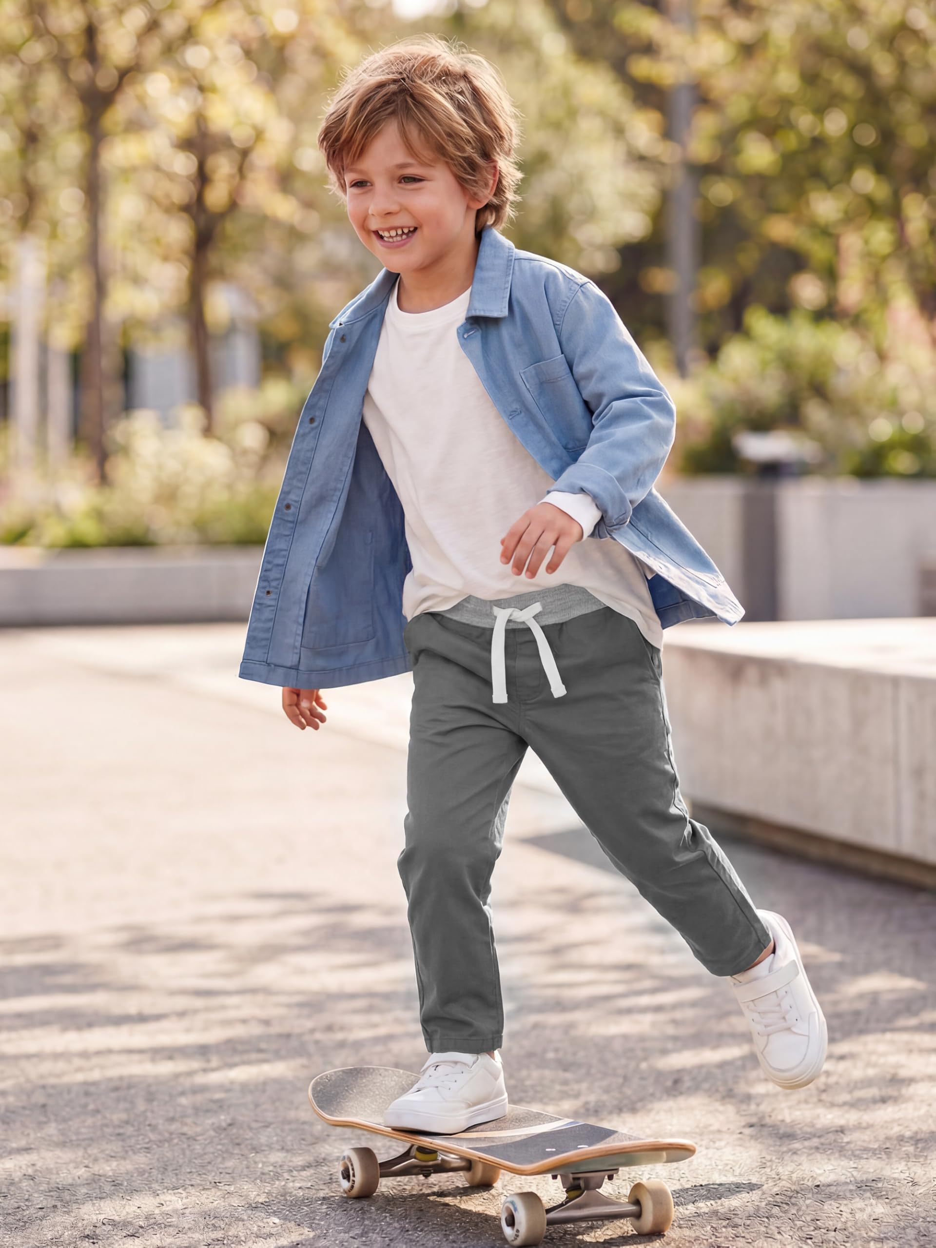 Resinta 3 Packungen Jungen und Kleinkinder Schlupfhose Jungen Uniform Hosen Baumwolle Schlupfhose mit Kordelzug