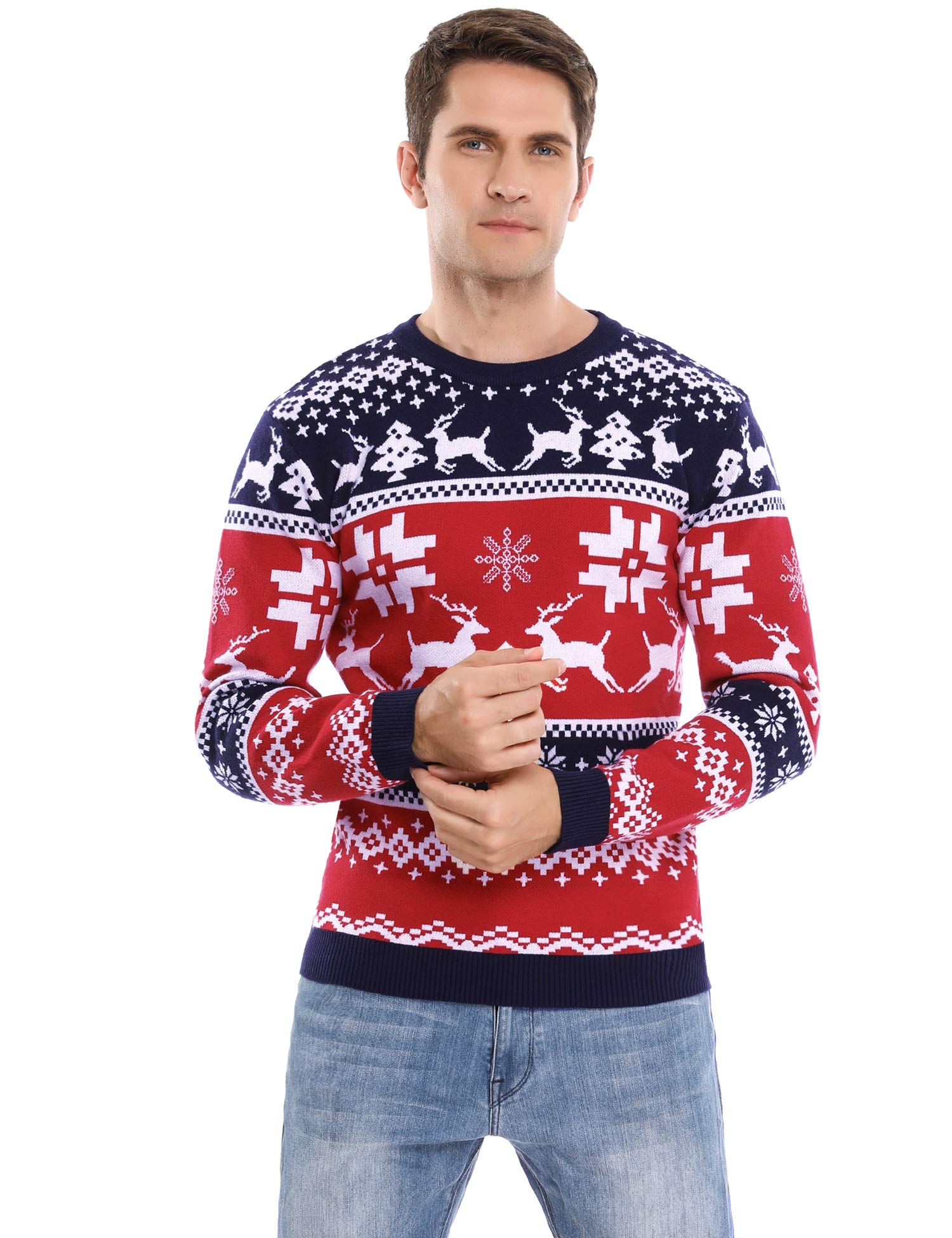 iClosam Maglione Natalizio Unisex Donna Uomo Invernale Stampare Cotone Ugly Sweater Pullover Maglieria Maglia Felpa Maglioni Sweatshirt Christmas Jumper