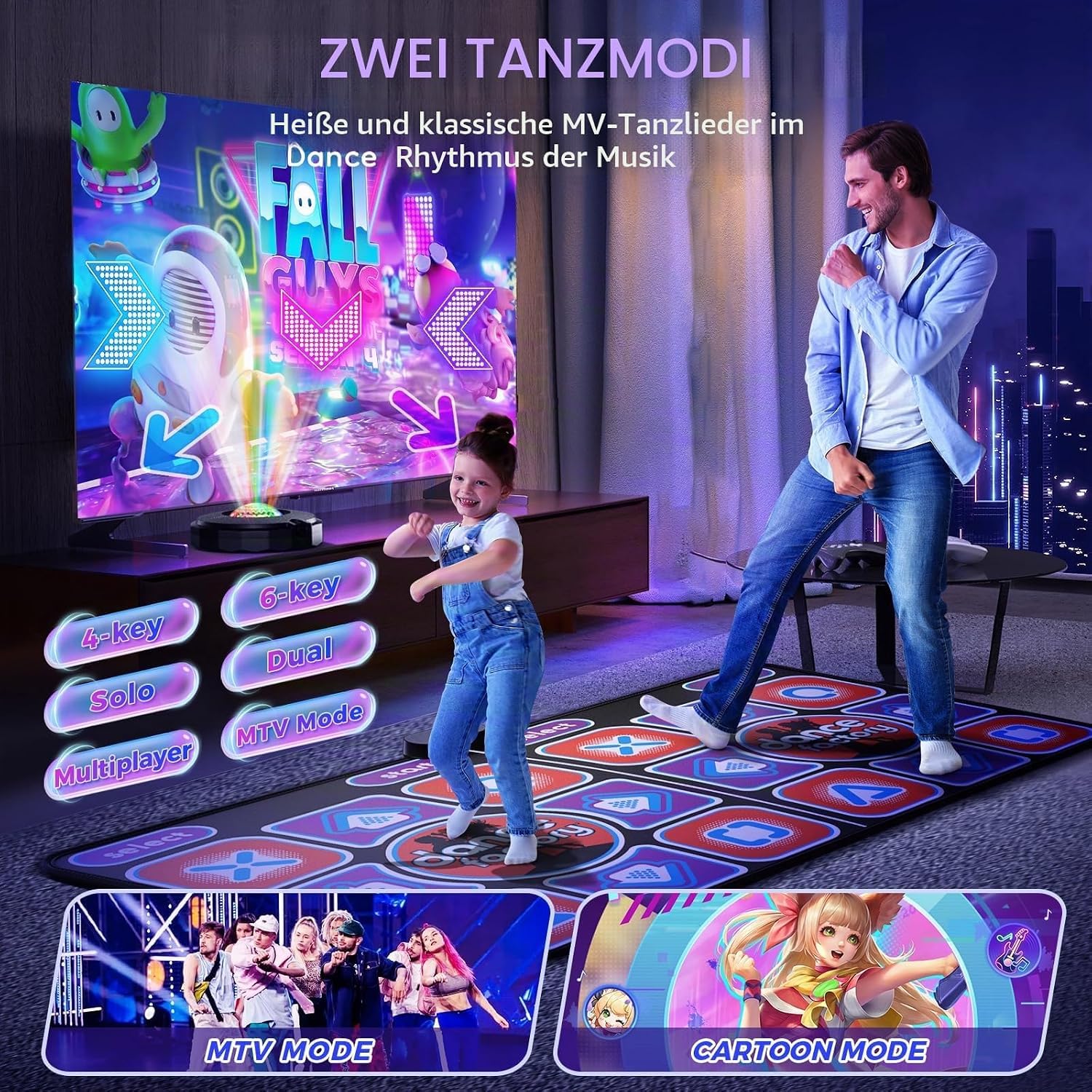 Tappetino da Ballo per Bambini e Adulti, Tappetino da Ballo Interattivo per TV con Fotocamera, Doppio Tappeto Musicale e Antiscivolo, Regalo di Compleanno per Ragazze e Ragazzi (166 x 93 cm)