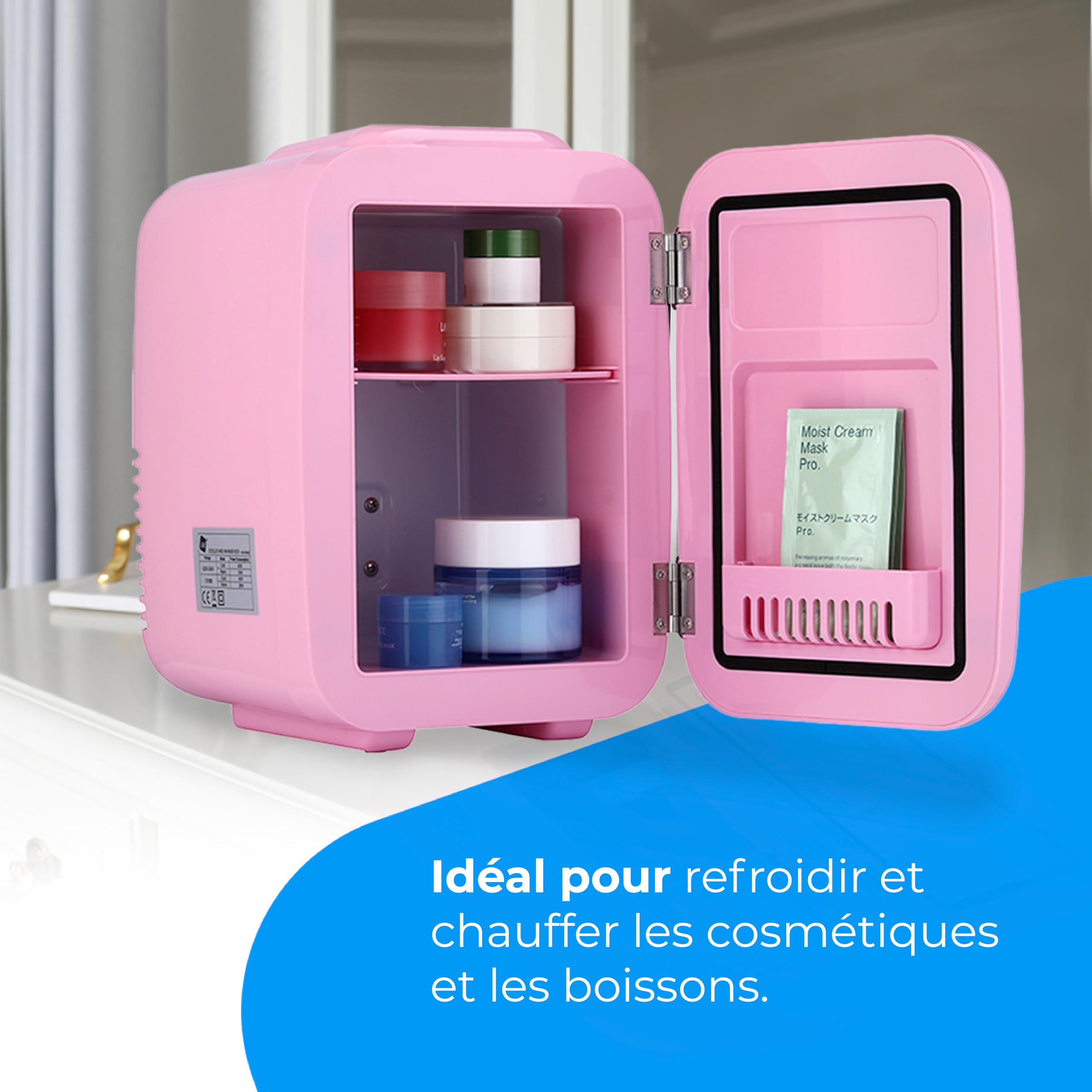 Mini réfrigérateur portable 4 L 12 V-220 V refroidissement chauffage rose