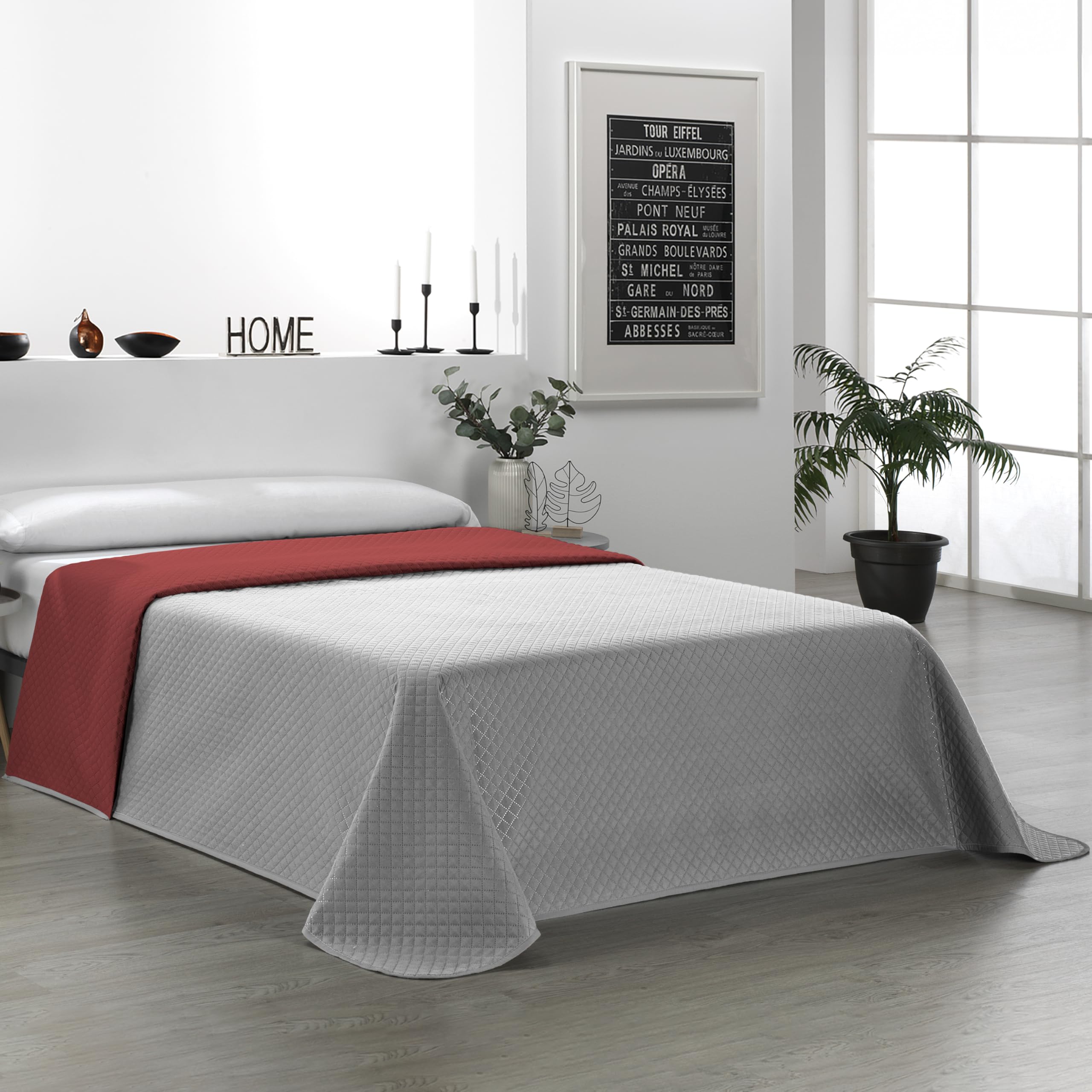 Martina Home Reversible Bedspread Red Grey for 150 cm Bed