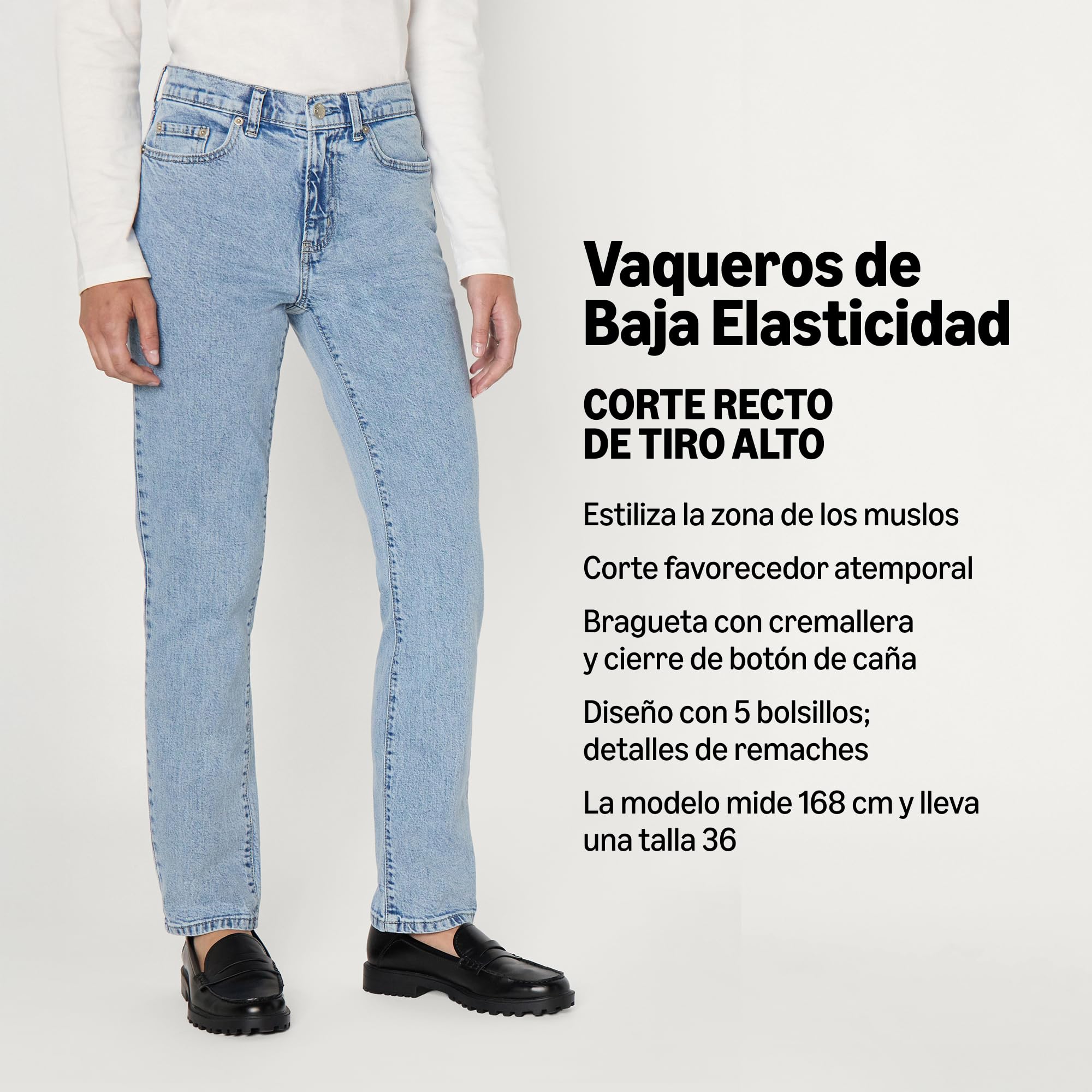 Amazon Essentials Vaqueros Rectos de Tiro Alto Mujer