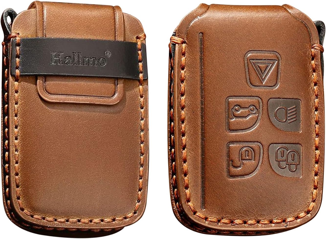 ontto Leather Key Fob Holder Fit for Land Rover Key Case Fit for Range Rover Full Protection Brown