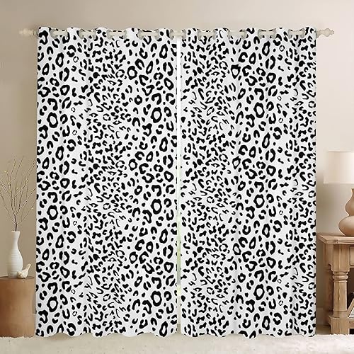 Cortinas de ventana con estampado de leopardo blanco y negro, cortinas de ventana con estampado de guepardo, para hombres, África, animales, vida