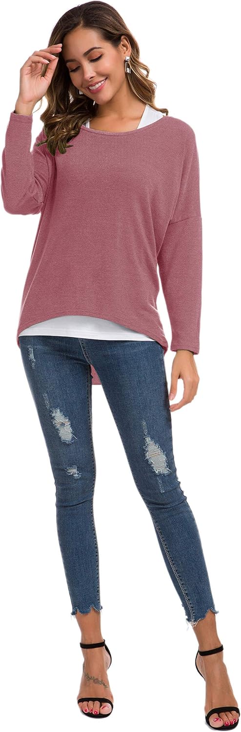 UGET Women's Oversized Baggy Tops Loose Fitting Pullover Casual Blouse T-Shirt Sweater Batwing Sleeve - Image 5