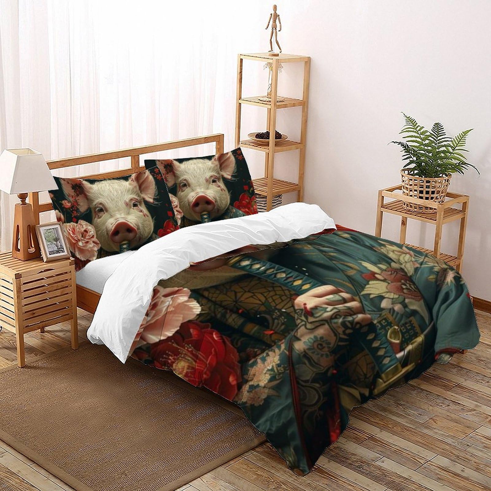 Housse de couette sanglier 260x220 idéale pour chambre chalet de montagne