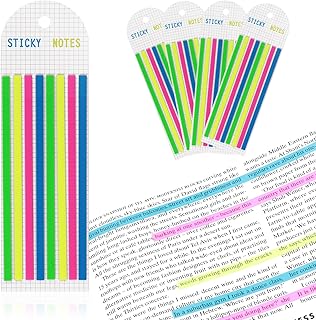 TIESOME 640 Sheets Highlighter Tape, Transparent Sticky Long Page Markers Tabs Neon Clear Highlighter Strips Flags Stickers Book Tabs for Annotating Books Aesthetic Office School Supplies(Highlighter)