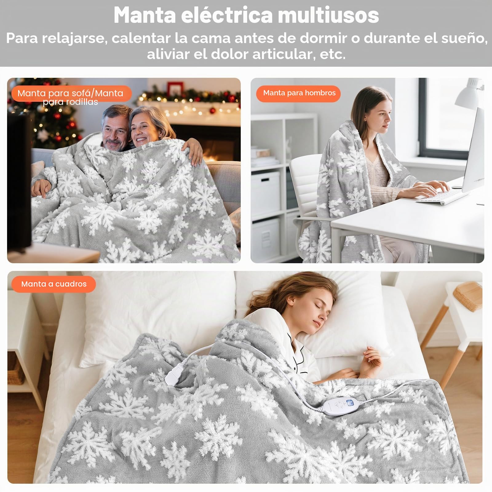 MYCARBON Manta Eléctrica 180x160cm,180W, 10 Temperaturas de 30°C a 48°C, Timer 9h, Manta Térmica Apagado Automático Protección contra Sobrecalentamiento Franela y Sherpa Lavable